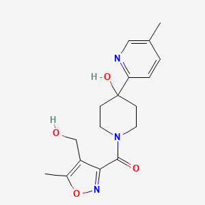 molecular formula C17H21N3O4 B5329753 1-{[4-(hydroxymethyl)-5-methylisoxazol-3-yl]carbonyl}-4-(5-methylpyridin-2-yl)piperidin-4-ol 