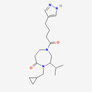 molecular formula C19H30N4O2 B5329755 4-(cyclopropylmethyl)-3-isopropyl-1-[4-(1H-pyrazol-4-yl)butanoyl]-1,4-diazepan-5-one 