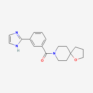 molecular formula C18H21N3O2 B5329778 8-[3-(1H-imidazol-2-yl)benzoyl]-1-oxa-8-azaspiro[4.5]decane 