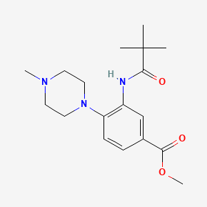 molecular formula C18H27N3O3 B5329798 methyl 3-[(2,2-dimethylpropanoyl)amino]-4-(4-methyl-1-piperazinyl)benzoate 