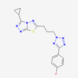 molecular formula C16H15FN8S B5329828 3-cyclopropyl-6-{3-[5-(4-fluorophenyl)-2H-tetrazol-2-yl]propyl}[1,2,4]triazolo[3,4-b][1,3,4]thiadiazole 