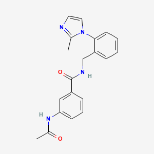 molecular formula C20H20N4O2 B5329835 3-(acetylamino)-N-[2-(2-methyl-1H-imidazol-1-yl)benzyl]benzamide 