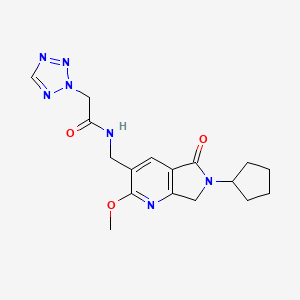 molecular formula C17H21N7O3 B5329863 N-[(6-cyclopentyl-2-methoxy-5-oxo-6,7-dihydro-5H-pyrrolo[3,4-b]pyridin-3-yl)methyl]-2-(2H-tetrazol-2-yl)acetamide 