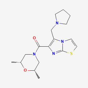 molecular formula C17H24N4O2S B5329934 6-{[(2R*,6S*)-2,6-dimethylmorpholin-4-yl]carbonyl}-5-(pyrrolidin-1-ylmethyl)imidazo[2,1-b][1,3]thiazole 