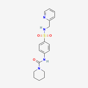 molecular formula C18H22N4O3S B5329975 N-(4-{[(2-pyridinylmethyl)amino]sulfonyl}phenyl)-1-piperidinecarboxamide 