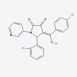 molecular formula C22H14ClFN2O3 B5329997 4-(4-chlorobenzoyl)-5-(2-fluorophenyl)-3-hydroxy-1-(3-pyridinyl)-1,5-dihydro-2H-pyrrol-2-one 