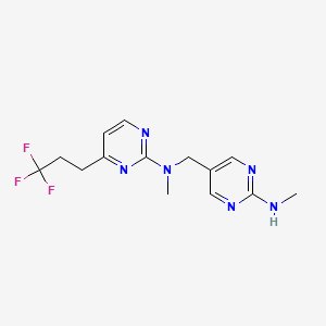 molecular formula C14H17F3N6 B5330025 N-methyl-N-{[2-(methylamino)pyrimidin-5-yl]methyl}-4-(3,3,3-trifluoropropyl)pyrimidin-2-amine 