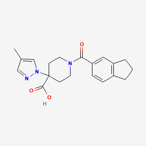 molecular formula C20H23N3O3 B5330064 1-(2,3-dihydro-1H-inden-5-ylcarbonyl)-4-(4-methyl-1H-pyrazol-1-yl)piperidine-4-carboxylic acid 