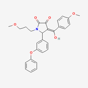 molecular formula C28H27NO6 B5330205 3-hydroxy-4-(4-methoxybenzoyl)-1-(3-methoxypropyl)-5-(3-phenoxyphenyl)-1,5-dihydro-2H-pyrrol-2-one 