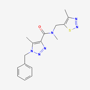 molecular formula C16H18N6OS B5330276 1-benzyl-N,5-dimethyl-N-[(4-methyl-1,2,3-thiadiazol-5-yl)methyl]-1H-1,2,3-triazole-4-carboxamide 