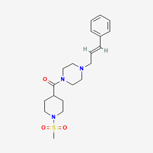molecular formula C20H29N3O3S B5330358 1-{[1-(methylsulfonyl)-4-piperidinyl]carbonyl}-4-(3-phenyl-2-propen-1-yl)piperazine 