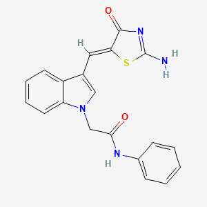 molecular formula C20H16N4O2S B5330370 2-{3-[(2-imino-4-oxo-1,3-thiazolidin-5-ylidene)methyl]-1H-indol-1-yl}-N-phenylacetamide 