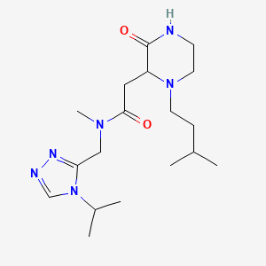 molecular formula C18H32N6O2 B5330376 N-[(4-isopropyl-4H-1,2,4-triazol-3-yl)methyl]-N-methyl-2-[1-(3-methylbutyl)-3-oxo-2-piperazinyl]acetamide 