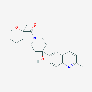 molecular formula C22H28N2O3 B5330390 4-(2-methylquinolin-6-yl)-1-[(2-methyltetrahydro-2H-pyran-2-yl)carbonyl]piperidin-4-ol 