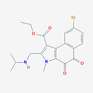molecular formula C20H21BrN2O4 B533060 Ethyl 8-bromo-2-isopropylaminomethyl-3-methyl-4,5-dioxo-4,5-dihydro-3H-benzo[e]indole-1-carboxylate 