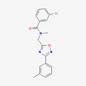 molecular formula C18H16ClN3O2 B5330676 3-chloro-N-methyl-N-{[3-(3-methylphenyl)-1,2,4-oxadiazol-5-yl]methyl}benzamide 