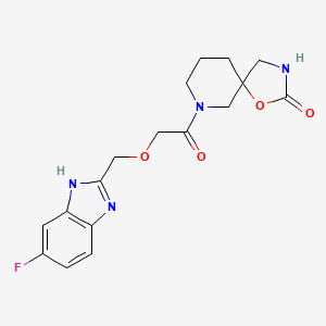 molecular formula C17H19FN4O4 B5330746 7-{[(5-fluoro-1H-benzimidazol-2-yl)methoxy]acetyl}-1-oxa-3,7-diazaspiro[4.5]decan-2-one 