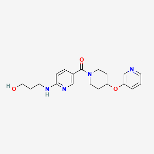 molecular formula C19H24N4O3 B5330748 3-[(5-{[4-(pyridin-3-yloxy)piperidin-1-yl]carbonyl}pyridin-2-yl)amino]propan-1-ol 