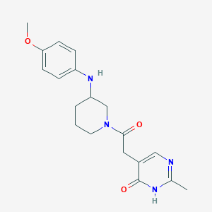 molecular formula C19H24N4O3 B5330838 5-(2-{3-[(4-methoxyphenyl)amino]-1-piperidinyl}-2-oxoethyl)-2-methyl-4(3H)-pyrimidinone 