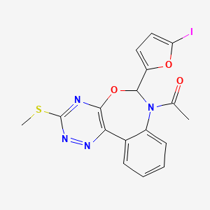 7-acetyl-6-(5-iodo-2-furyl)-3-(methylthio)-6,7-dihydro[1,2,4]triazino[5,6-d][3,1]benzoxazepine