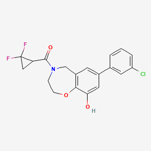 molecular formula C19H16ClF2NO3 B5330895 7-(3-chlorophenyl)-4-[(2,2-difluorocyclopropyl)carbonyl]-2,3,4,5-tetrahydro-1,4-benzoxazepin-9-ol 