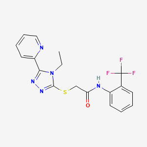 molecular formula C18H16F3N5OS B5330920 2-{[4-ethyl-5-(2-pyridinyl)-4H-1,2,4-triazol-3-yl]thio}-N-[2-(trifluoromethyl)phenyl]acetamide 