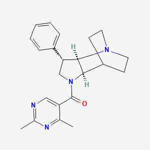 molecular formula C22H26N4O B5330925 (2R*,3S*,6R*)-5-[(2,4-dimethyl-5-pyrimidinyl)carbonyl]-3-phenyl-1,5-diazatricyclo[5.2.2.0~2,6~]undecane 