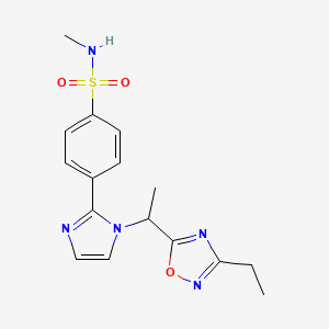 molecular formula C16H19N5O3S B5330929 4-{1-[1-(3-ethyl-1,2,4-oxadiazol-5-yl)ethyl]-1H-imidazol-2-yl}-N-methylbenzenesulfonamide 