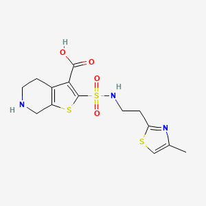 molecular formula C14H17N3O4S3 B5330933 2-({[2-(4-methyl-1,3-thiazol-2-yl)ethyl]amino}sulfonyl)-4,5,6,7-tetrahydrothieno[2,3-c]pyridine-3-carboxylic acid 
