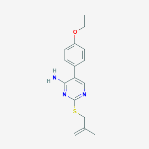 molecular formula C16H19N3OS B5330960 5-(4-ethoxyphenyl)-2-[(2-methyl-2-propen-1-yl)thio]-4-pyrimidinamine 
