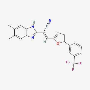 molecular formula C23H16F3N3O B5330991 2-(5,6-dimethyl-1H-benzimidazol-2-yl)-3-{5-[3-(trifluoromethyl)phenyl]-2-furyl}acrylonitrile 