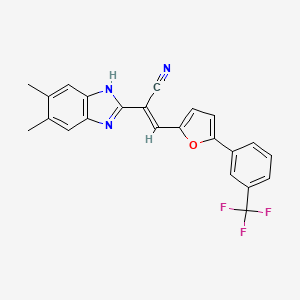 molecular formula C23H16F3N3O B5330991 (2E)-2-(5,6-dimethyl-1H-benzimidazol-2-yl)-3-{5-[3-(trifluoromethyl)phenyl]furan-2-yl}prop-2-enenitrile 