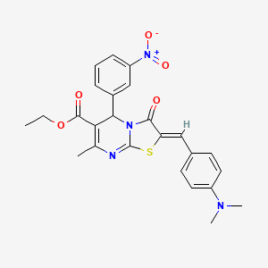 molecular formula C25H24N4O5S B5330996 ethyl 2-[4-(dimethylamino)benzylidene]-7-methyl-5-(3-nitrophenyl)-3-oxo-2,3-dihydro-5H-[1,3]thiazolo[3,2-a]pyrimidine-6-carboxylate 