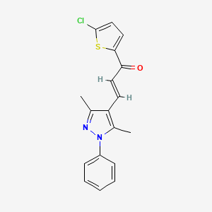 molecular formula C18H15ClN2OS B5331033 1-(5-chloro-2-thienyl)-3-(3,5-dimethyl-1-phenyl-1H-pyrazol-4-yl)-2-propen-1-one 