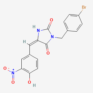 molecular formula C17H12BrN3O5 B5331065 3-(4-bromobenzyl)-5-(4-hydroxy-3-nitrobenzylidene)-2,4-imidazolidinedione 