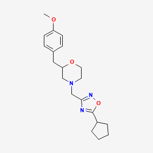 molecular formula C20H27N3O3 B5331083 4-[(5-cyclopentyl-1,2,4-oxadiazol-3-yl)methyl]-2-(4-methoxybenzyl)morpholine 