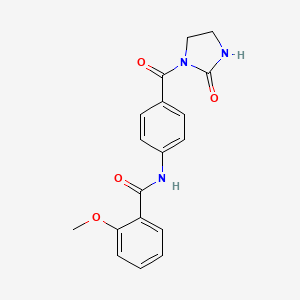 molecular formula C18H17N3O4 B5331096 2-methoxy-N-{4-[(2-oxo-1-imidazolidinyl)carbonyl]phenyl}benzamide 