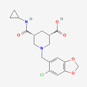 molecular formula C18H21ClN2O5 B5331149 (3S*,5R*)-1-[(6-chloro-1,3-benzodioxol-5-yl)methyl]-5-[(cyclopropylamino)carbonyl]-3-piperidinecarboxylic acid 