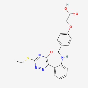 molecular formula C20H18N4O4S B5331156 {4-[3-(ethylthio)-6,7-dihydro[1,2,4]triazino[5,6-d][3,1]benzoxazepin-6-yl]phenoxy}acetic acid 