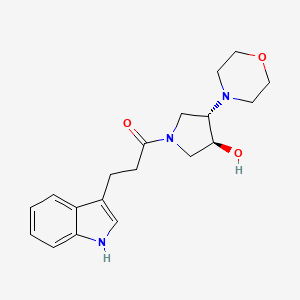 molecular formula C19H25N3O3 B5331213 (3S*,4S*)-1-[3-(1H-indol-3-yl)propanoyl]-4-(4-morpholinyl)-3-pyrrolidinol 