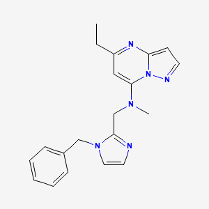molecular formula C20H22N6 B5331221 N-[(1-benzyl-1H-imidazol-2-yl)methyl]-5-ethyl-N-methylpyrazolo[1,5-a]pyrimidin-7-amine 