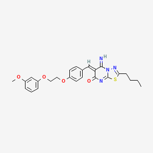molecular formula C25H26N4O4S B5331371 2-butyl-5-imino-6-{4-[2-(3-methoxyphenoxy)ethoxy]benzylidene}-5,6-dihydro-7H-[1,3,4]thiadiazolo[3,2-a]pyrimidin-7-one 