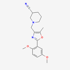 molecular formula C19H23N3O3 B5331380 1-{[2-(2,5-dimethoxyphenyl)-5-methyl-1,3-oxazol-4-yl]methyl}piperidine-3-carbonitrile 