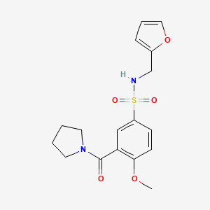 molecular formula C17H20N2O5S B5331390 N-(2-furylmethyl)-4-methoxy-3-(1-pyrrolidinylcarbonyl)benzenesulfonamide 