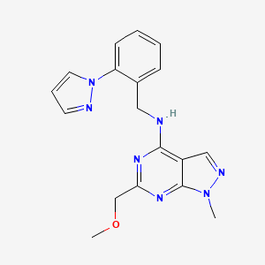 molecular formula C18H19N7O B5331404 6-(methoxymethyl)-1-methyl-N-[2-(1H-pyrazol-1-yl)benzyl]-1H-pyrazolo[3,4-d]pyrimidin-4-amine 