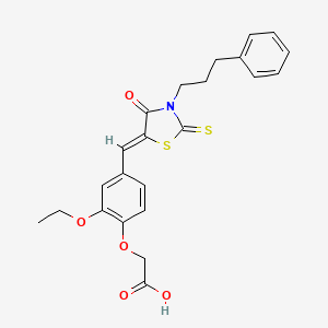 (2-ethoxy-4-{[4-oxo-3-(3-phenylpropyl)-2-thioxo-1,3-thiazolidin-5-ylidene]methyl}phenoxy)acetic acid