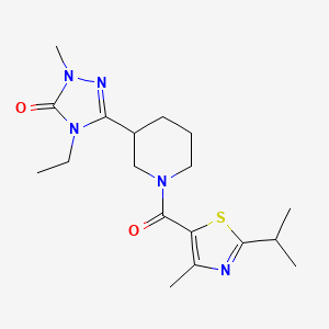 molecular formula C18H27N5O2S B5331591 4-ethyl-5-{1-[(2-isopropyl-4-methyl-1,3-thiazol-5-yl)carbonyl]piperidin-3-yl}-2-methyl-2,4-dihydro-3H-1,2,4-triazol-3-one 