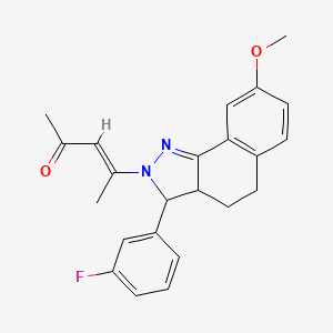 molecular formula C23H23FN2O2 B5331611 4-[3-(3-fluorophenyl)-8-methoxy-3,3a,4,5-tetrahydro-2H-benzo[g]indazol-2-yl]-3-penten-2-one 