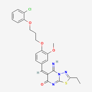 molecular formula C24H23ClN4O4S B5331619 6-{4-[3-(2-chlorophenoxy)propoxy]-3-methoxybenzylidene}-2-ethyl-5-imino-5,6-dihydro-7H-[1,3,4]thiadiazolo[3,2-a]pyrimidin-7-one 