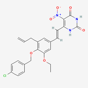 molecular formula C24H22ClN3O6 B5331659 6-(2-{3-allyl-4-[(4-chlorobenzyl)oxy]-5-ethoxyphenyl}vinyl)-5-nitro-2,4(1H,3H)-pyrimidinedione 